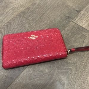 Authentic Coach Hot Pink Leather Wristlet